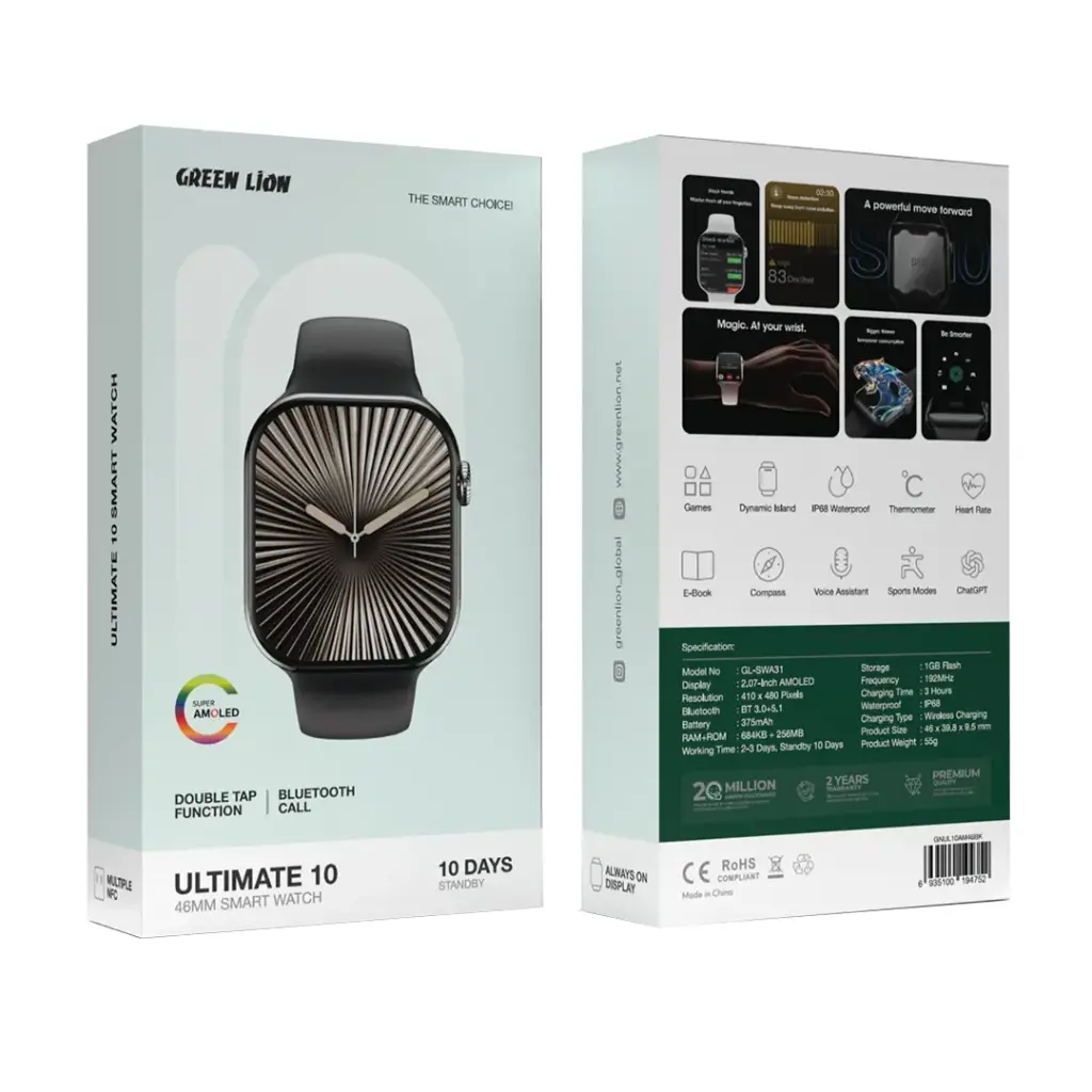 ساعت هوشمند گرین لاین Green Lion GNUL10AM46 Ultimate 10 46MM Smart Watch◇