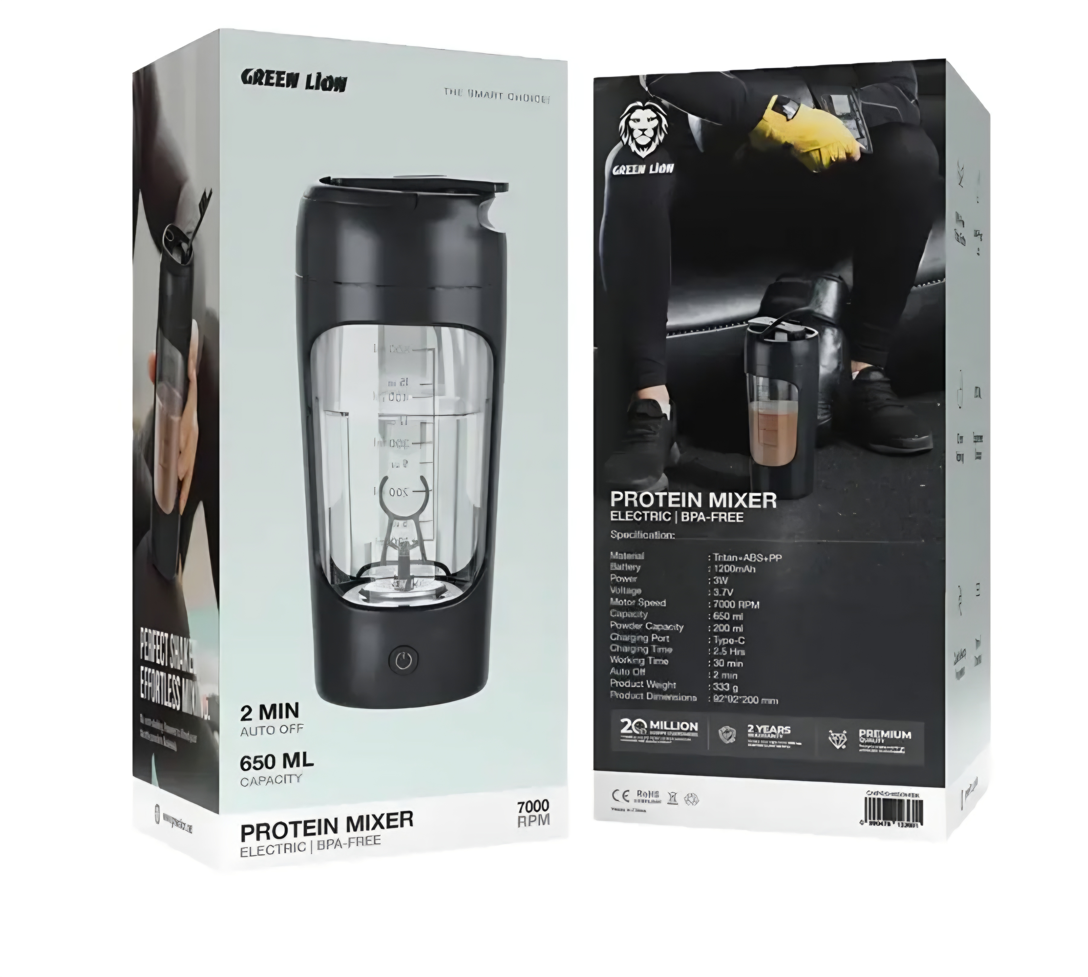 •شیکر گرین لاین مدل Green Lion Protein Mixer 650ml 7000RPM