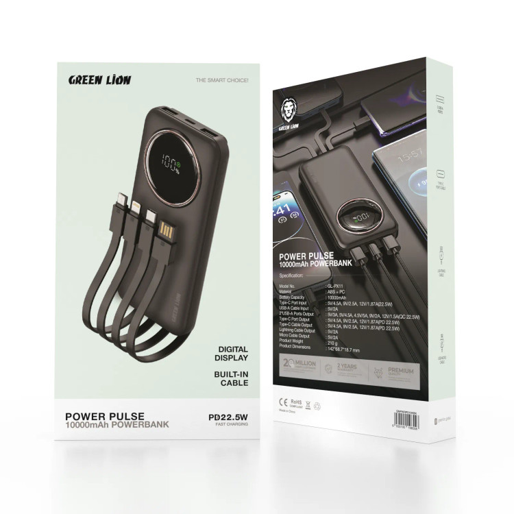 پاور بانک گرین مدل Power Pulse ظرفیت 10 هزار میلی آمپر ساعت