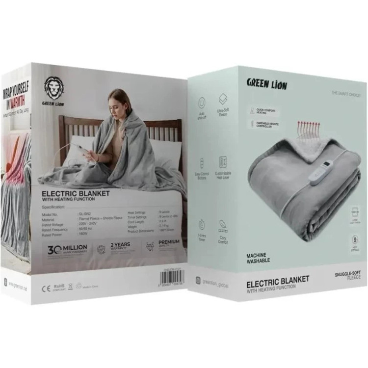 " پتو برقی حرارتی گرین لاین 9 حالت گرمایش همراه با ریموت مدل 095798 Green Lion Electric Blanket with Heating Function