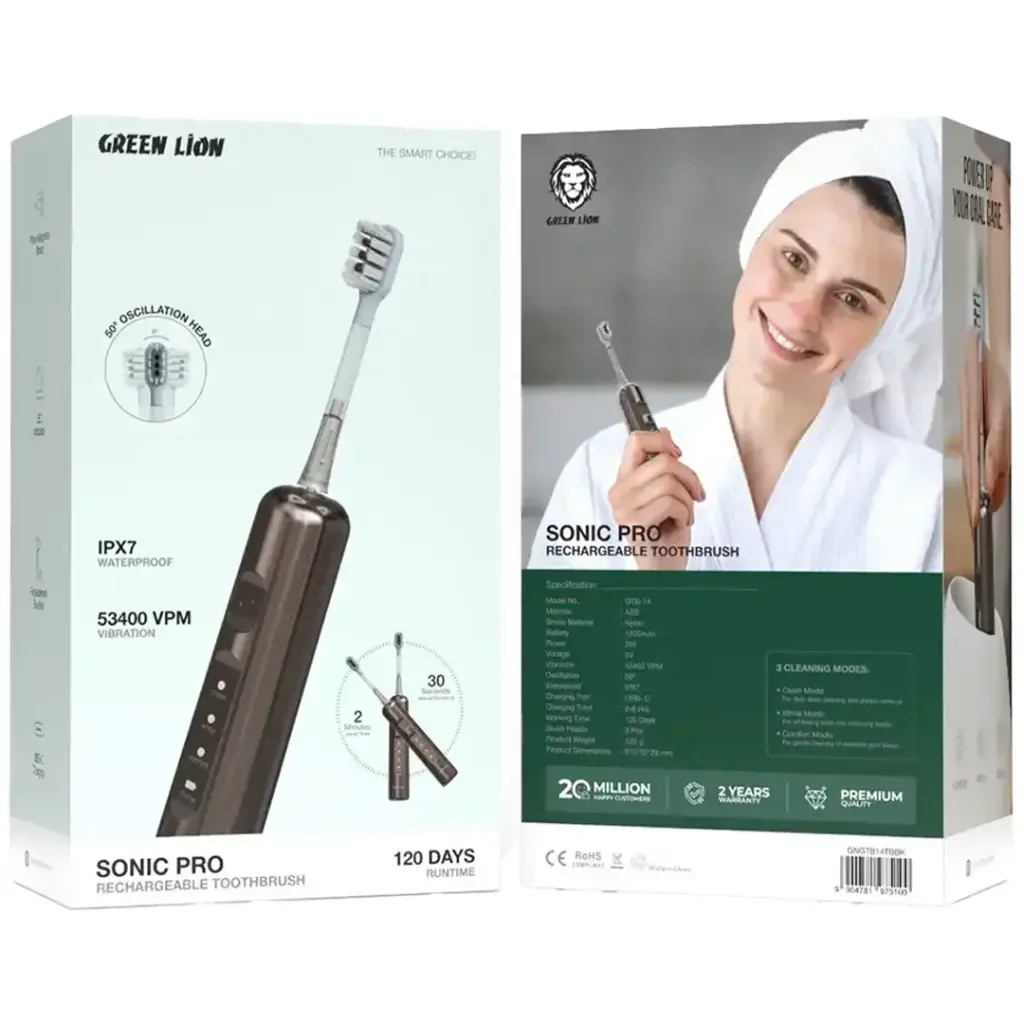 ` تهران+ ارسال با پیک+مسواک برقی قابل شارژ سونیک پرو گرین لاین Green Lion Sonic Pro Rechargeable Toothbrush