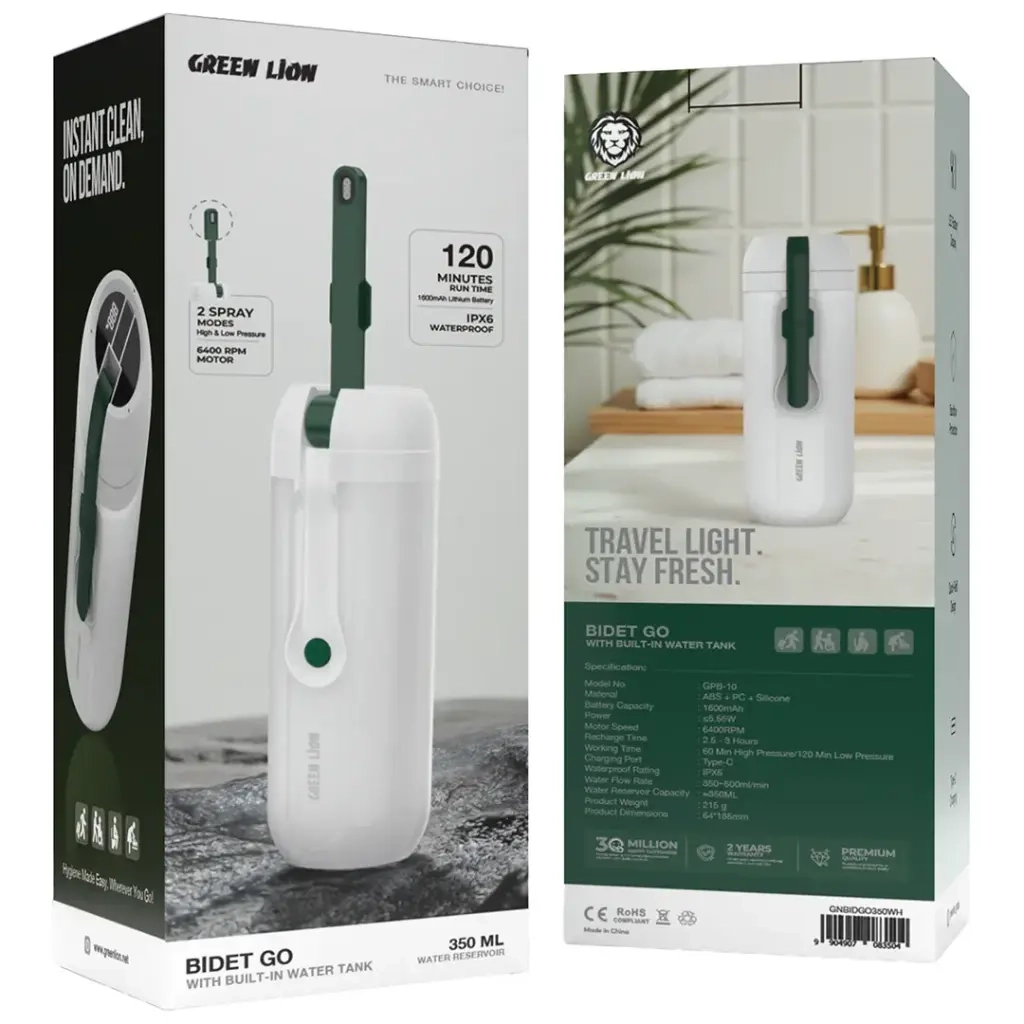 " خودشور،دوش مسافرتی،گرین لاین مدل Bidet Go with Built-In Water Tank