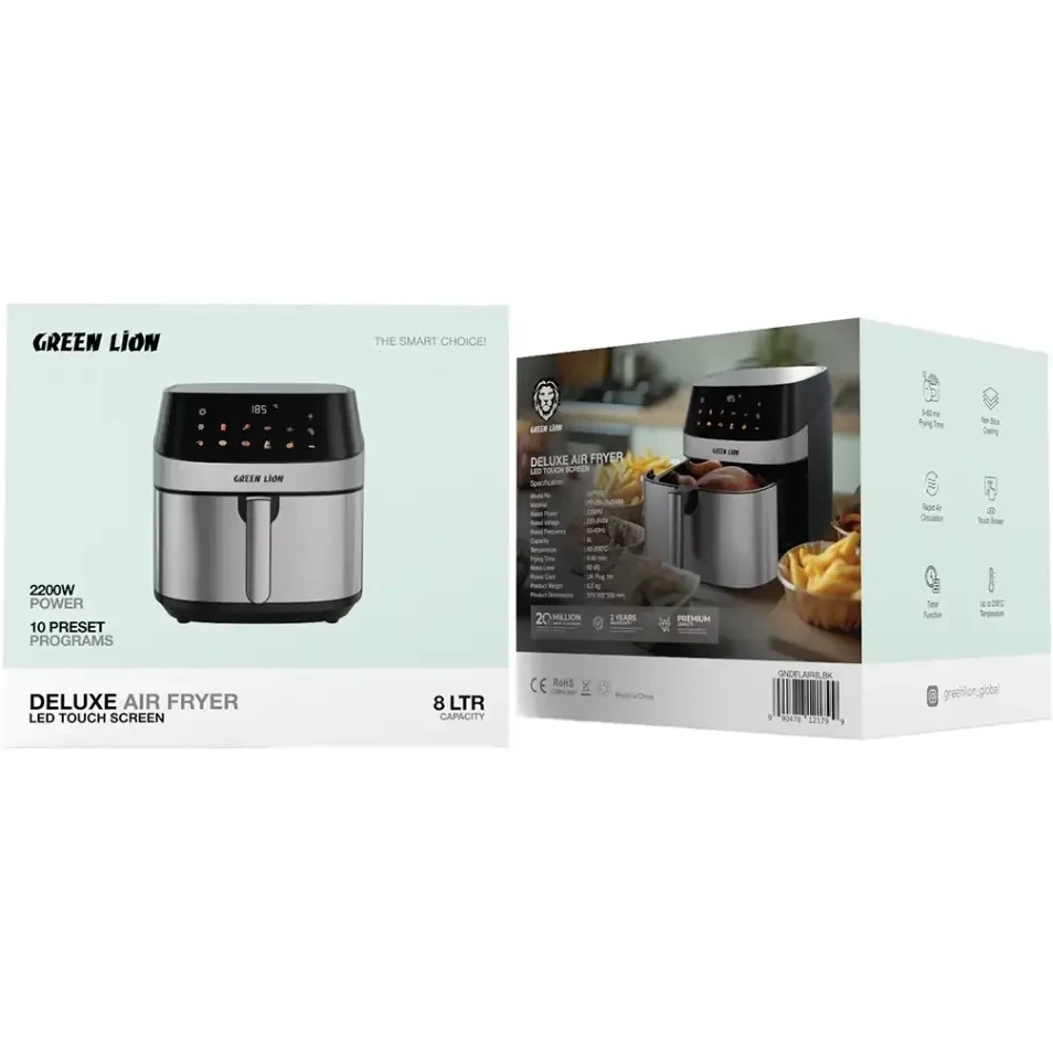 " هواپز (سرخ کن بدون روغن) لمسی گرین لاین مدل deluxe air fryer 8ltr