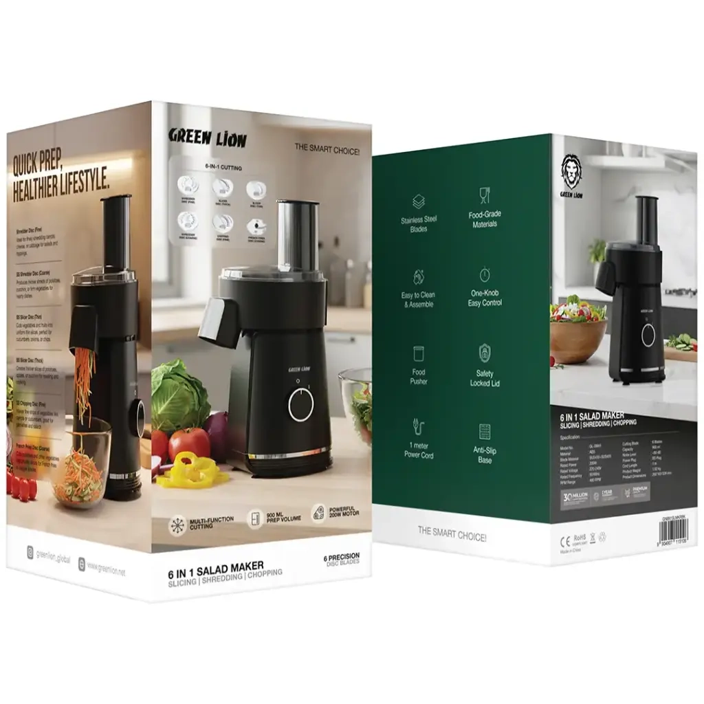 "سالاد ساز 6 کاره گرین لاین مدل Green Lion 6-In-1 Salad Maker with Slicing & Shredding & Chopping