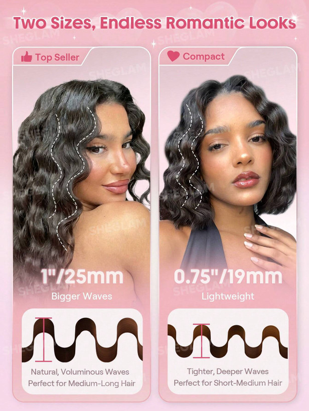 " ویو و کرلی کننده مو شیگلم SHEGLAM Beach Babe Hair Waver مدل Cupid's Charm