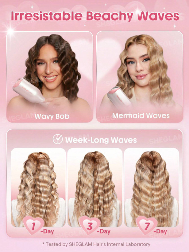 " ویو و کرلی کننده مو شیگلم SHEGLAM Beach Babe Hair Waver مدل Cupid's Charm