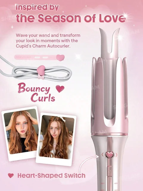 " فرکننده و حالتدهنده موی شیگلم صورتی مدل Cupid's Charm | SHEGLAM Hair One-Touch Instant Curler
