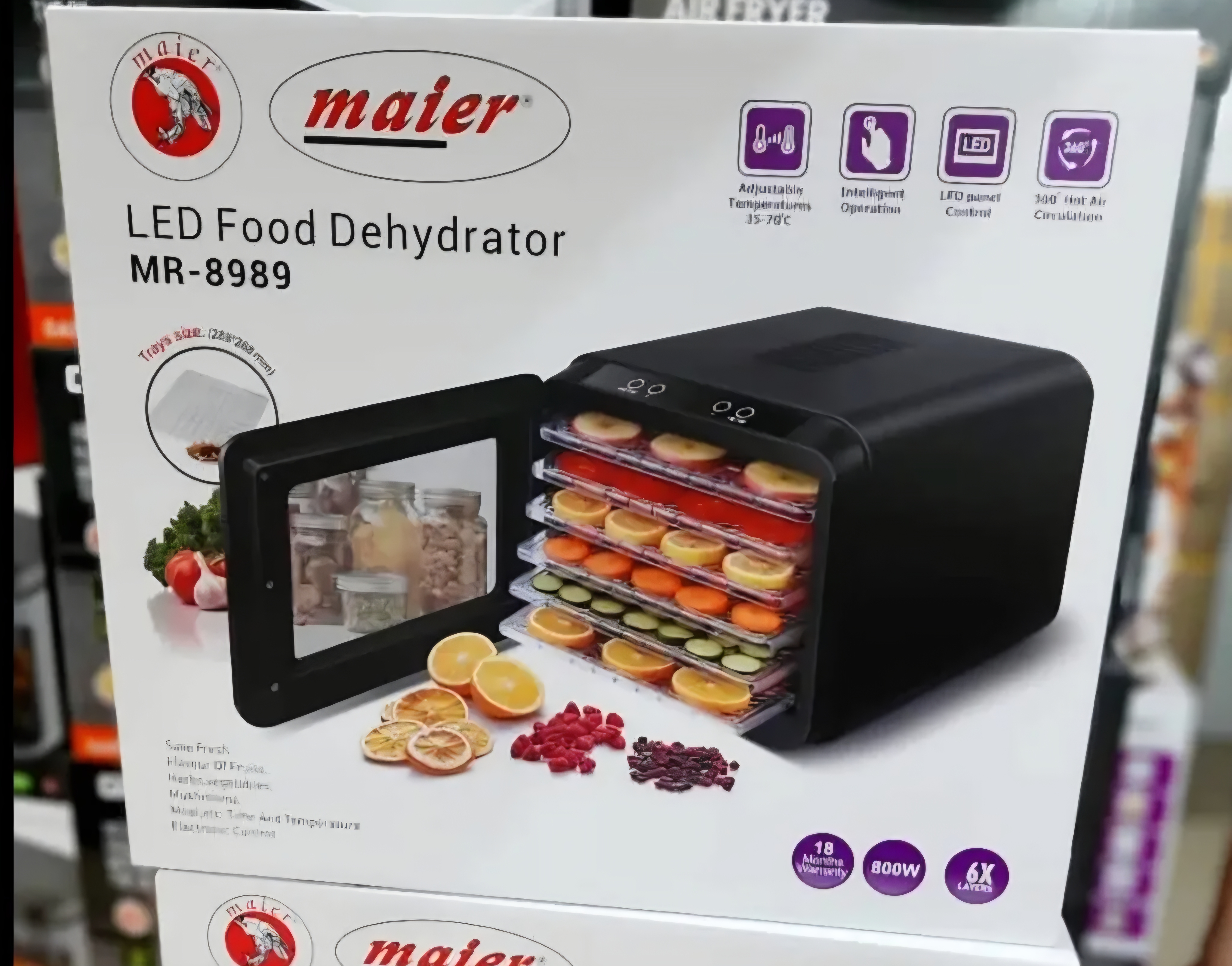 " میوه خشک کن مایر مدل MR8989 با ۶ طبقه استیل ضد زنگ
