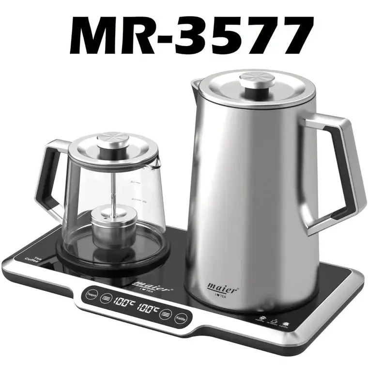 " چای ساز مایر مدل MR3577 ظرفیت ۱.۷ لیتر با کتری استیل ضد زنگ