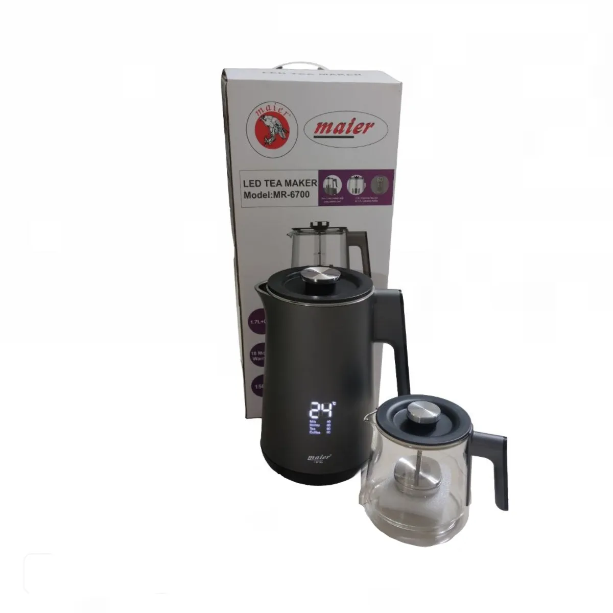 " چای ساز مایر مدل MR6700 ظرفیت ۲ لیتر با کتری استیل ضد زنگ